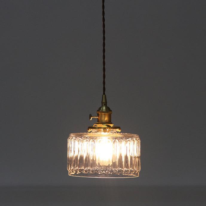 Vintage Glazen Hanglamp | Gouden Metalen E27 Plafondlamp