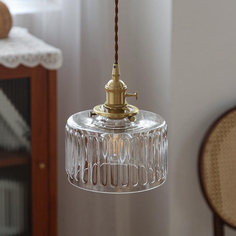 Vintage Glazen Hanglamp | Gouden Metalen E27 Plafondlamp