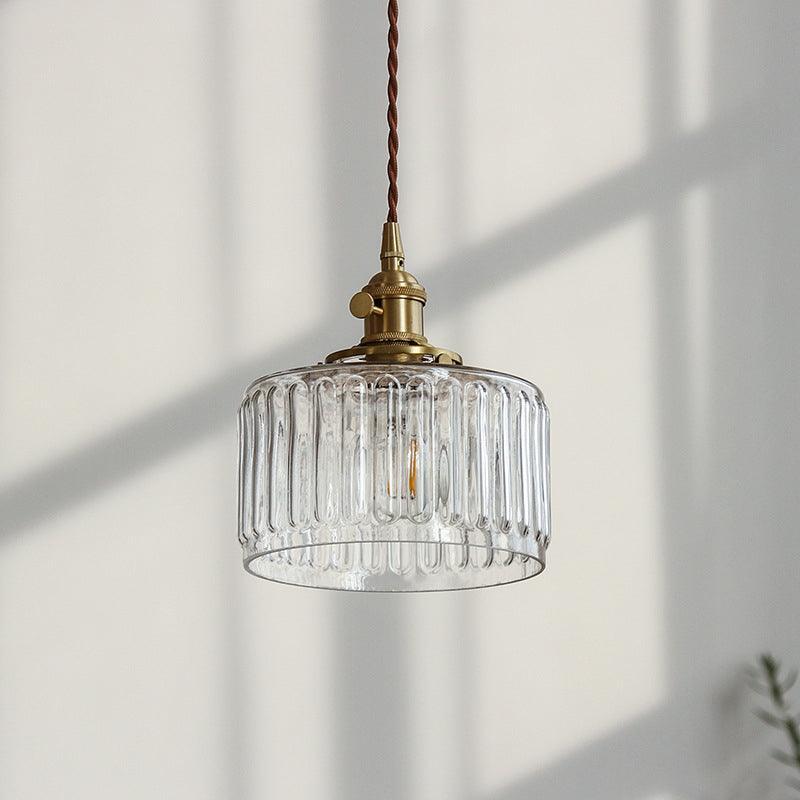 Vintage Glazen Hanglamp | Gouden Metalen E27 Plafondlamp