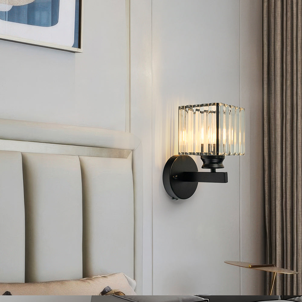 Luca – Vegglampe med Glasskjerm & Matt Svart Base