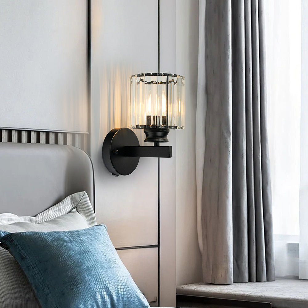 Luca – Vegglampe med Glasskjerm & Matt Svart Base