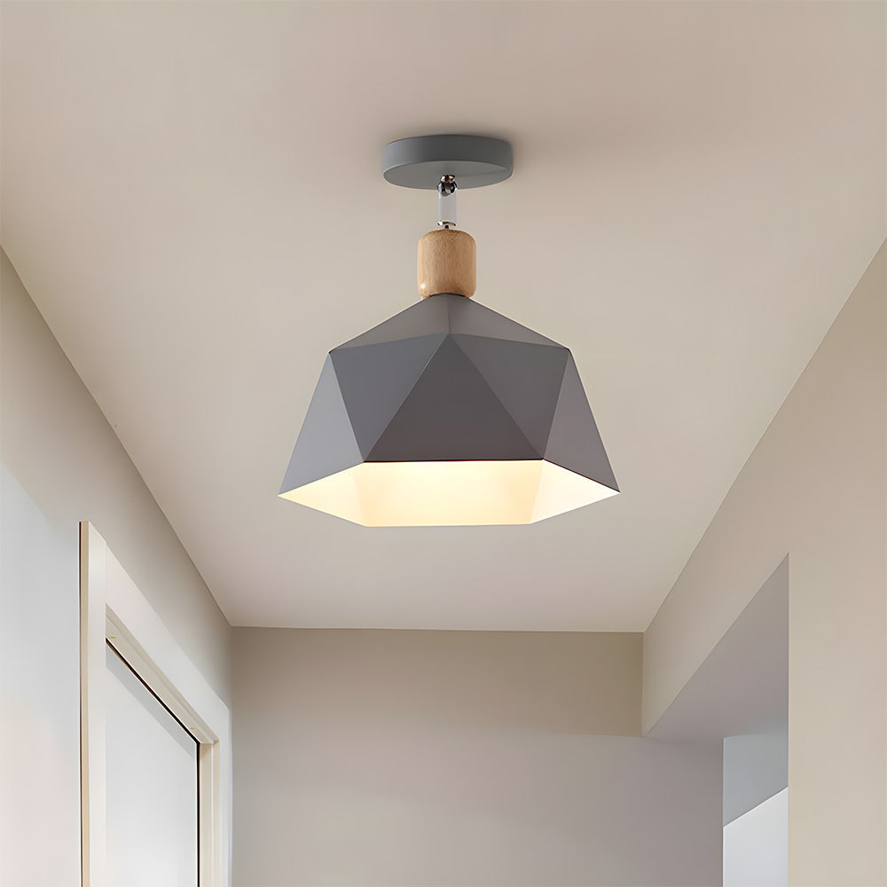 Läila – Skandinavisk Loftlampe med Geometrisk Design & Træ Accent