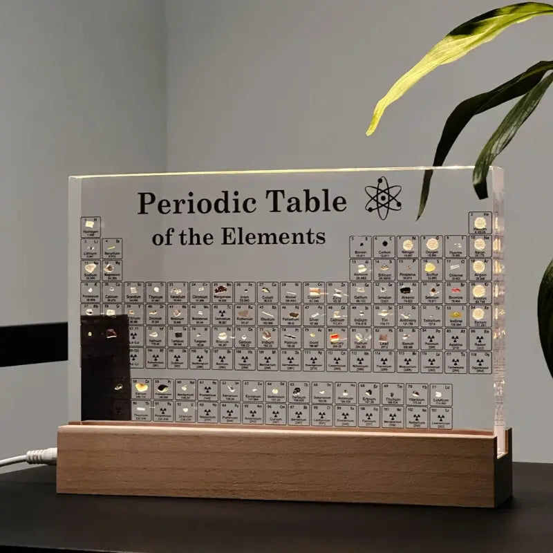Periodisk system med ægte grundstoffer | 83 grundstofprøver med LED