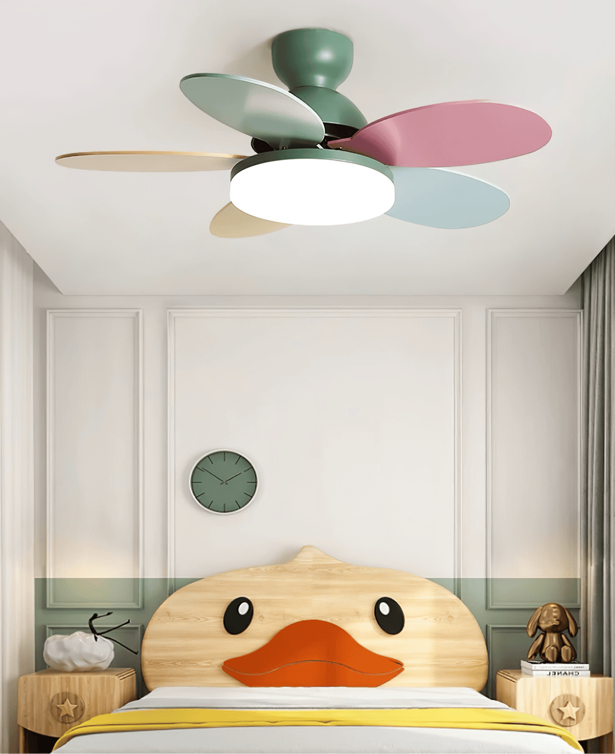 Petalo-plafondventilator met lamp | Houten ledplafondventilator met 6 bladen