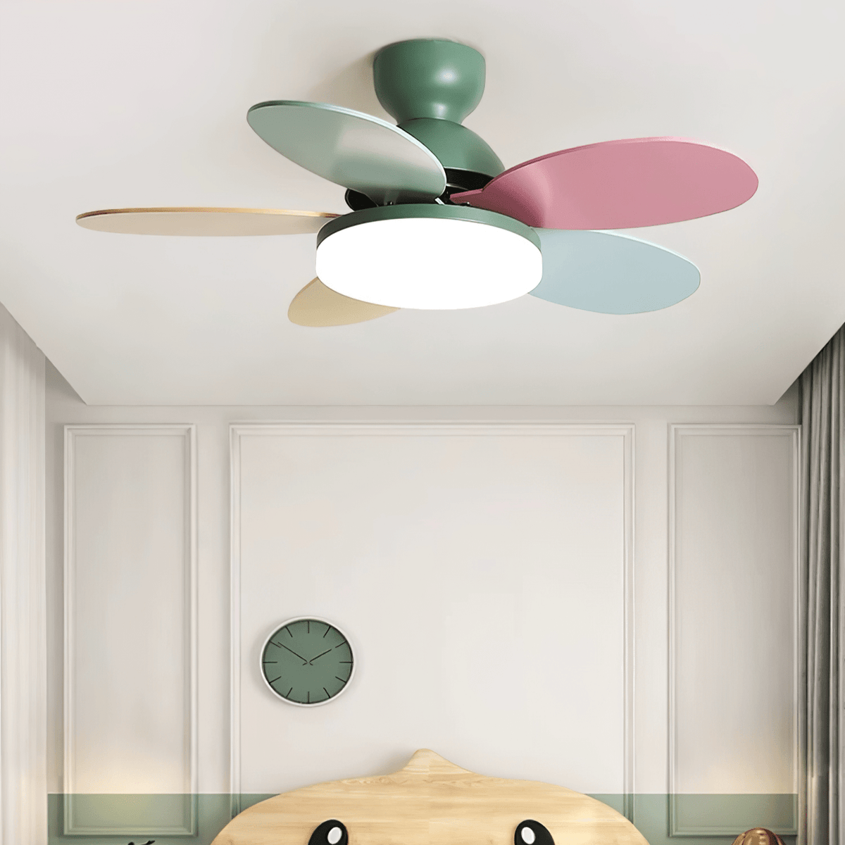 Petalo-plafondventilator met lamp | Houten ledplafondventilator met 6 bladen