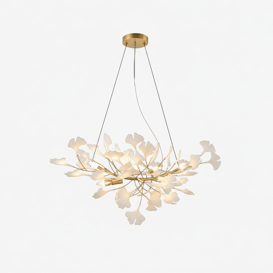 Horizon Bloom Gingko Chandelier | Handcrafted Porcelain Ginkgo Leaves