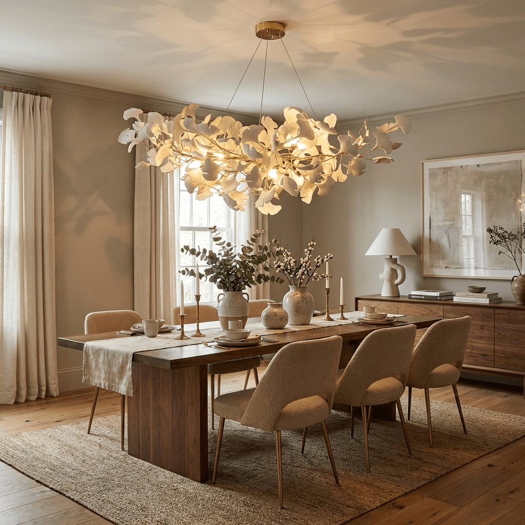 Horizon Bloom Gingko Chandelier | Handcrafted Porcelain Ginkgo Leaves