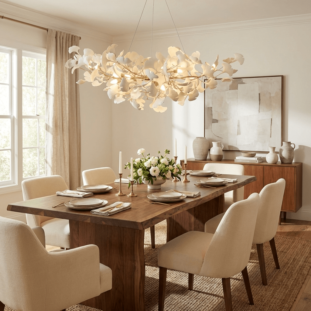Horizon Bloom Gingko Chandelier | Handcrafted Porcelain Ginkgo Leaves