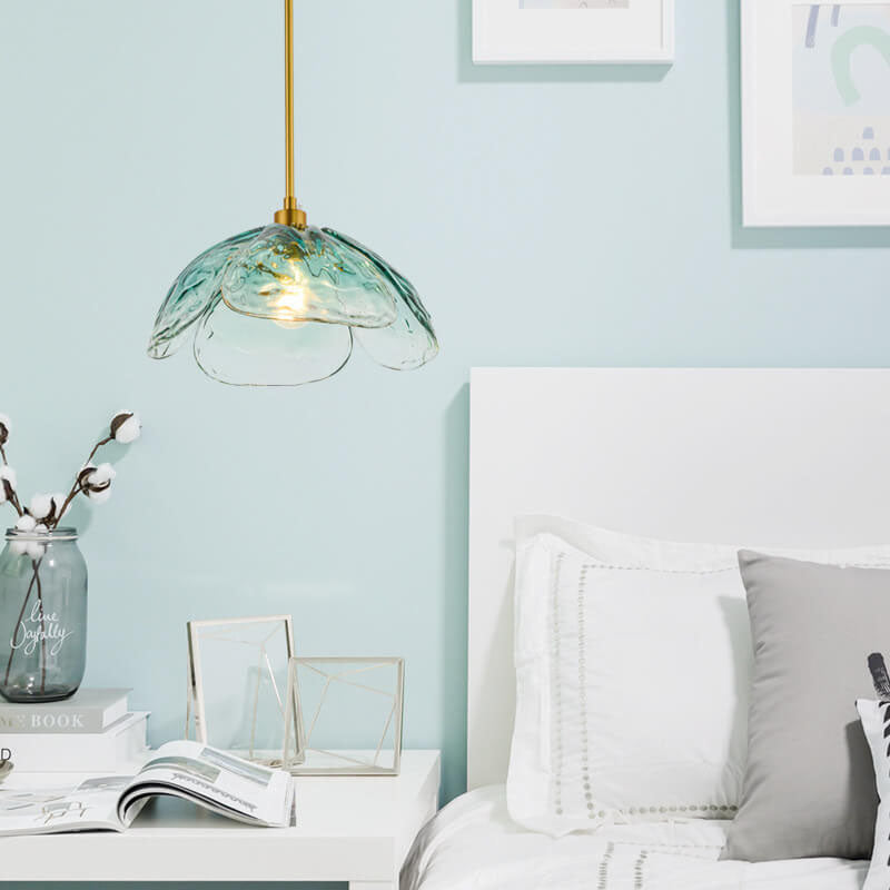 Lámpara colgante moderna de vidrio – Azul, Verde o Rosa – Casquillo E26