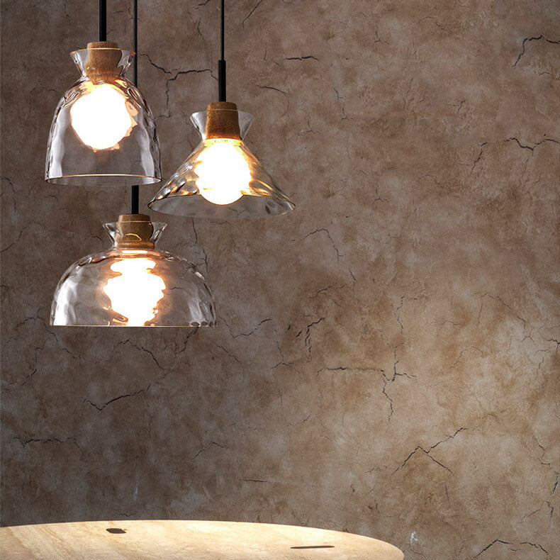 Moderne Glas Pendel med Træ Accenter i Forskellige Designs