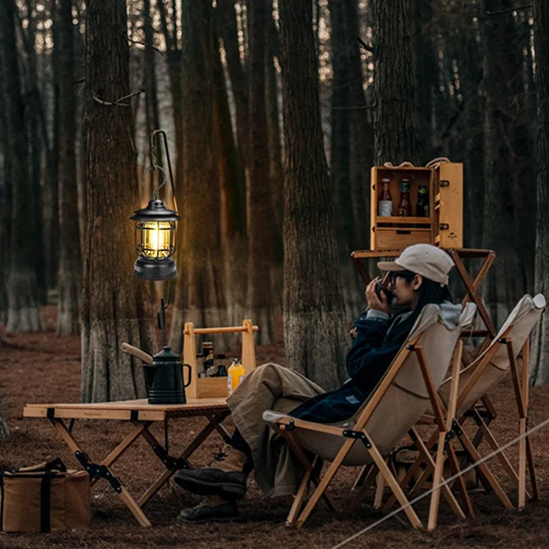 Bærbar retro-smartlampe | USB-genopladelig LED-campinglampe