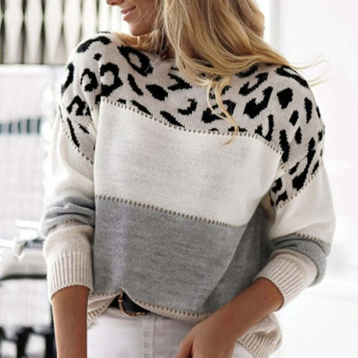 Pull à imprimé léopard | Pull élégant pour femme à coupe ample