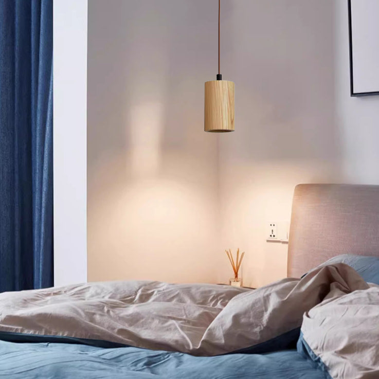 Moderne Træ Pendel med Minimalistisk Beige Design