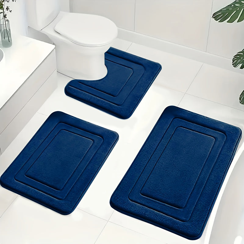 Set de Alfombrillas de Baño de Espuma Viscoelástica de Lujo – Juego de 3 Piezas Suaves, Absorbentes y Antideslizantes