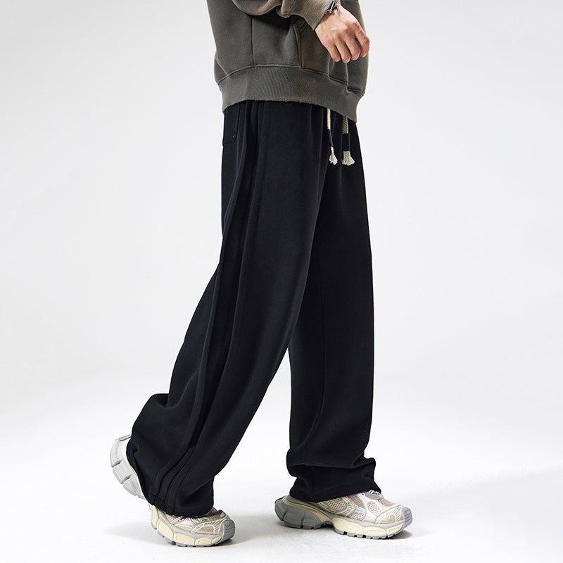 Pantalon de jogging droit épais pour homme | Pantalon décontracté en coton