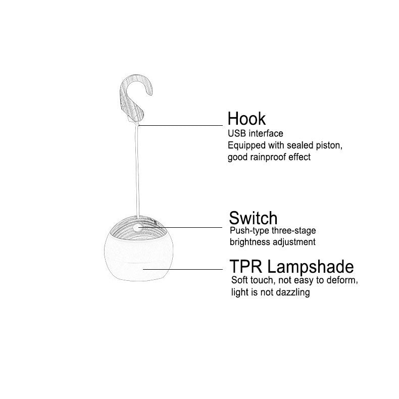 Draagbare USB LED Buitenlamp –  Hanglamp met Haak en 12 Uur Brandtijd