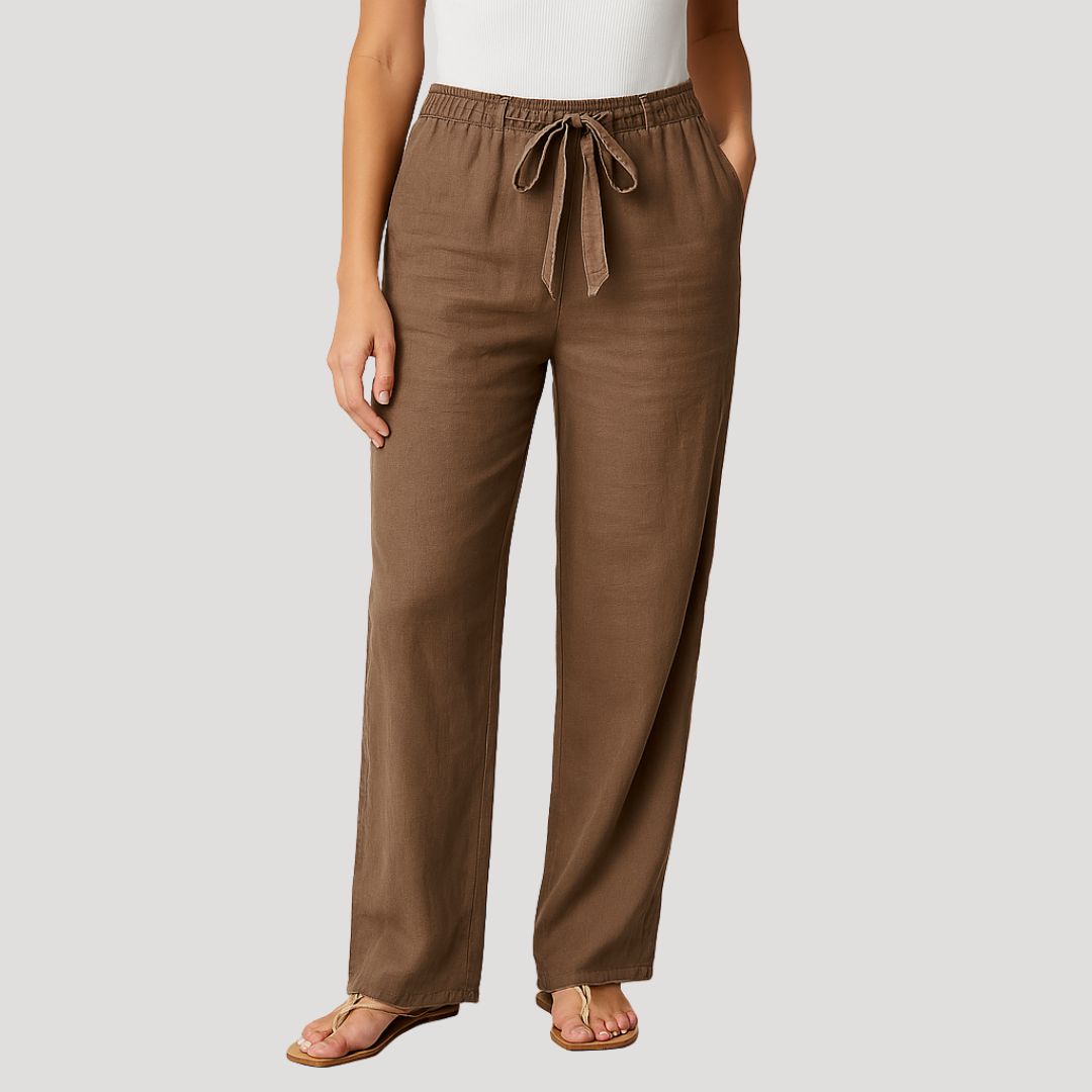 Pantalon décontracté pour femme | Coupe droite et confortable avec taille élastique