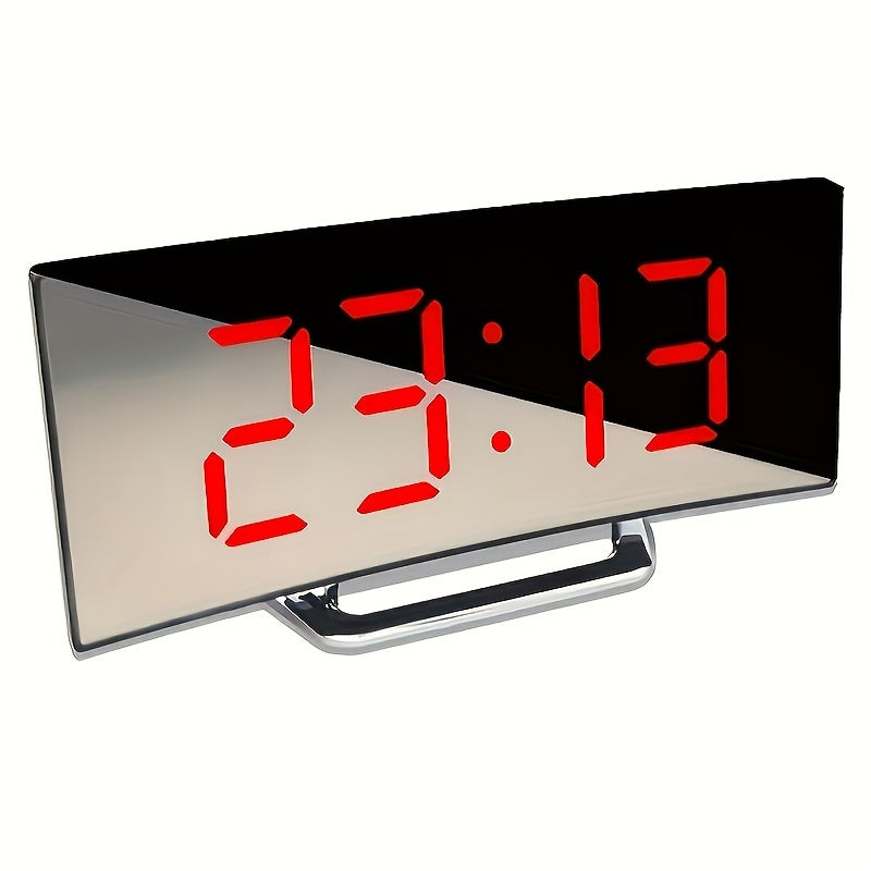 Moderne digitalt vækkeur | Buet LED-spejldisplay