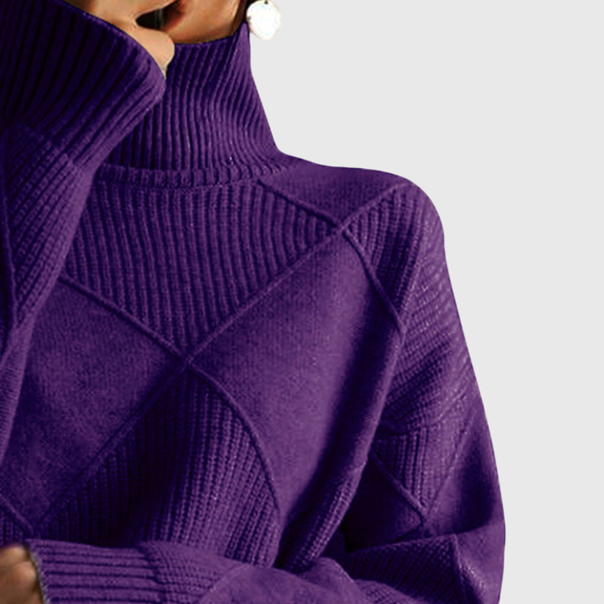 Damestrui Met Col | Oversized Wintertrui Met Diagonale Naden