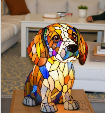 Kleurrijke Hondenlamp Van Hars | Decoratieve Dierenlamp