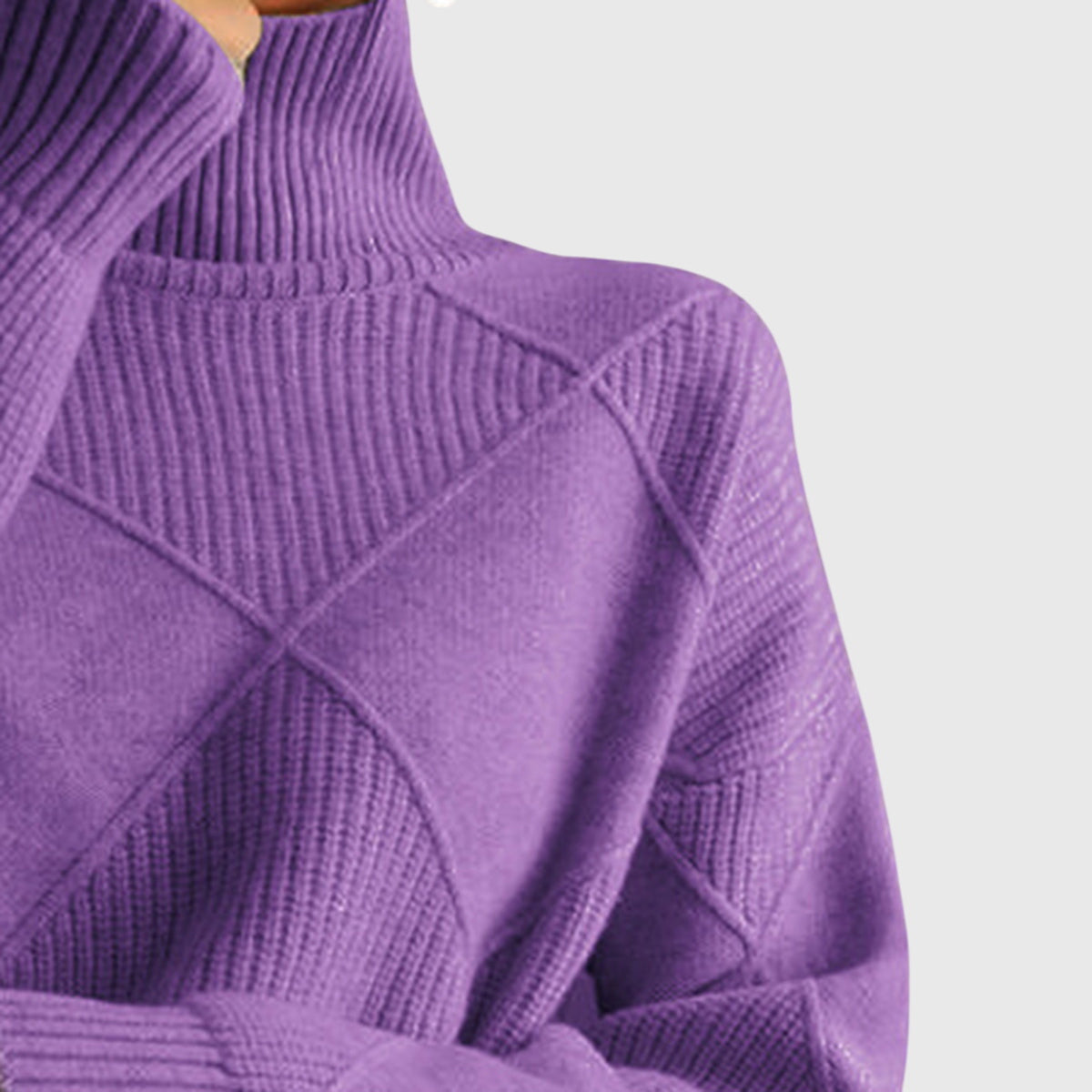 Damestrui Met Col | Oversized Wintertrui Met Diagonale Naden