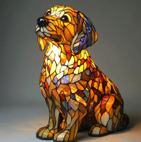 Kleurrijke Hondenlamp Van Hars | Decoratieve Dierenlamp