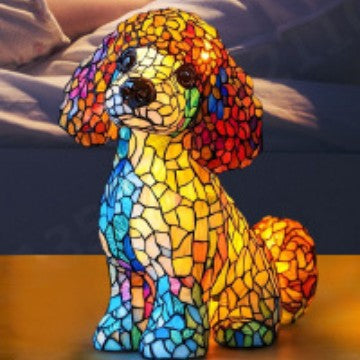 Kleurrijke Hondenlamp Van Hars | Decoratieve Dierenlamp