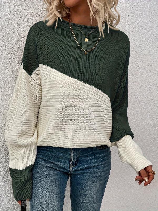 Pull doux et chaud | Pull pour femme à empiècements colorés et col roulé