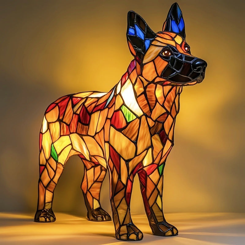 Kleurrijke Hondenlamp Van Hars | Decoratieve Dierenlamp