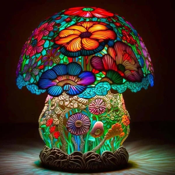 Kleurrijke Paddenstoel Tafellamp | Decoratieve Lamp Van Hars