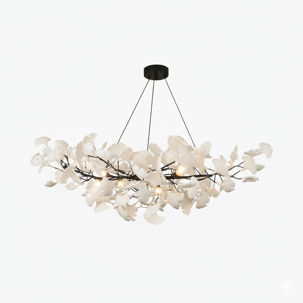 Horizon Bloom Gingko Chandelier | Handcrafted Porcelain Ginkgo Leaves