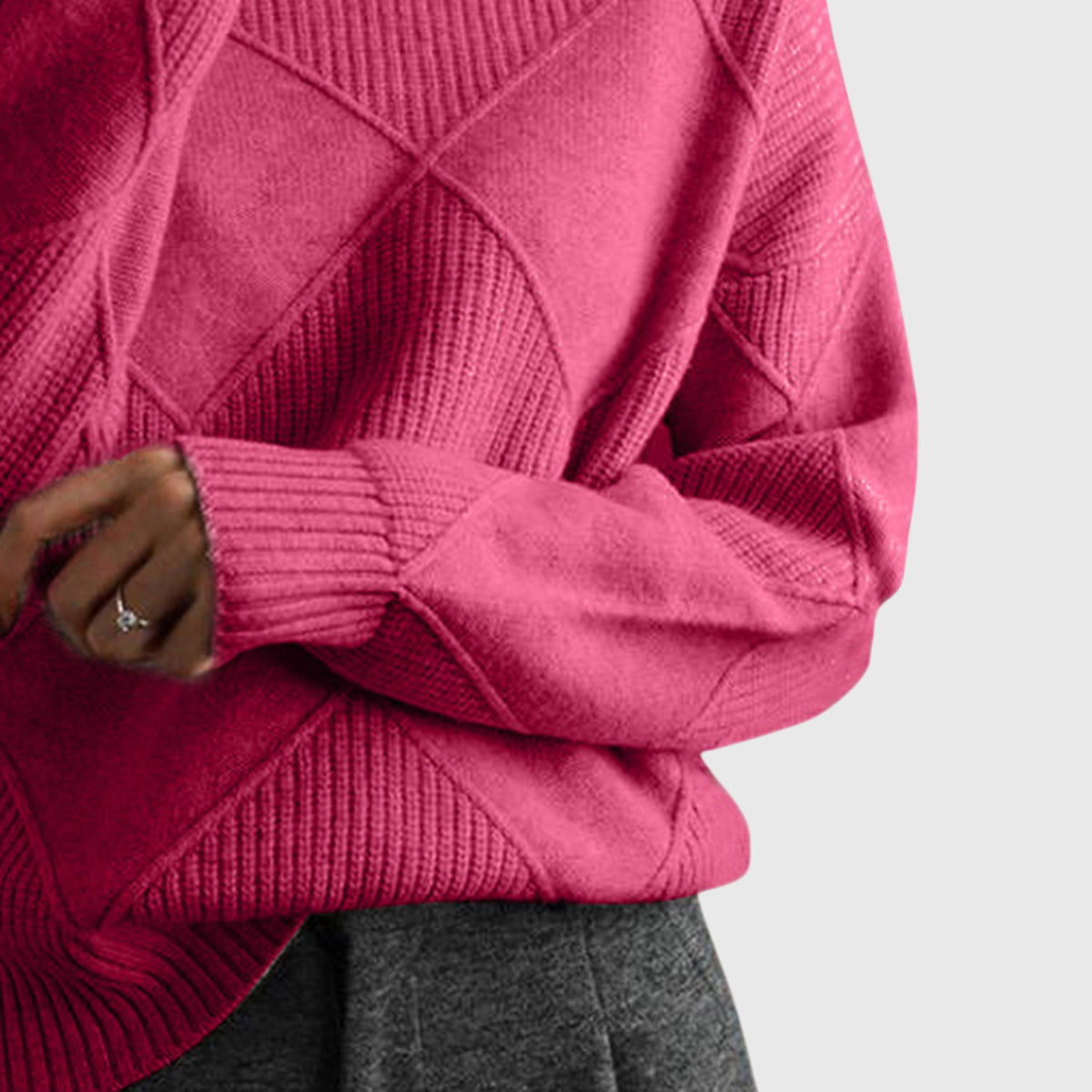 Damestrui Met Col | Oversized Wintertrui Met Diagonale Naden