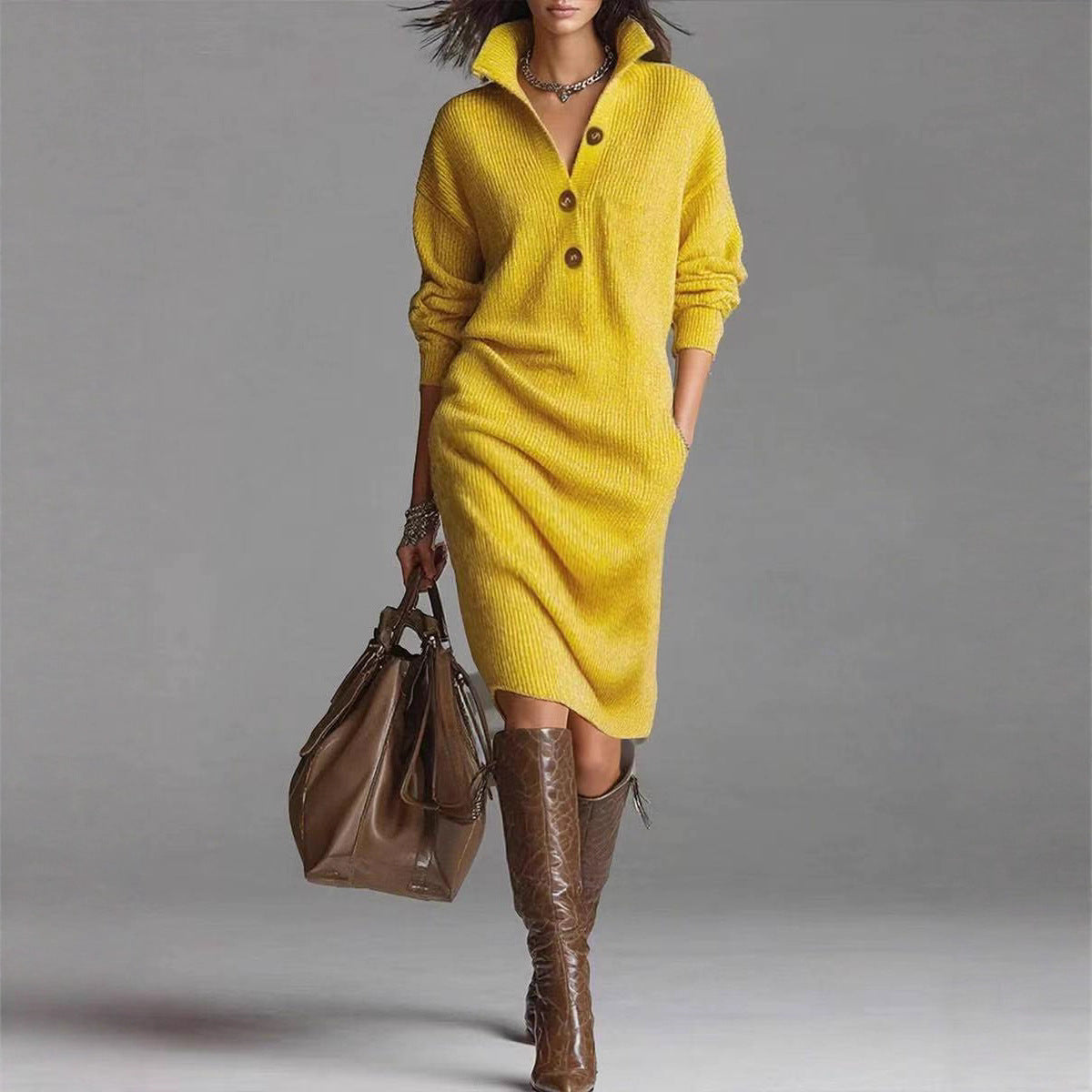 Trui Jurk Met Lange Mouwen | Warme Casual Winterjurk