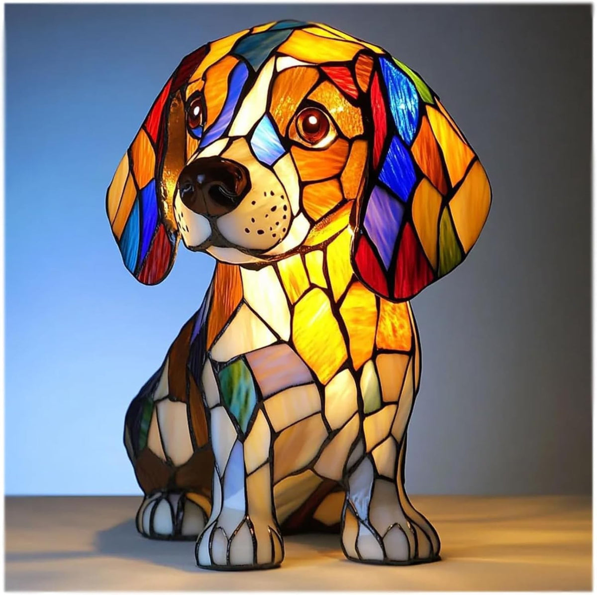 Kleurrijke Hondenlamp Van Hars | Decoratieve Dierenlamp