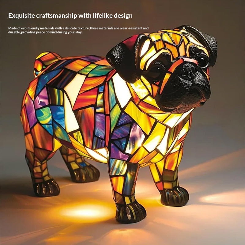 Kleurrijke Hondenlamp Van Hars | Decoratieve Dierenlamp