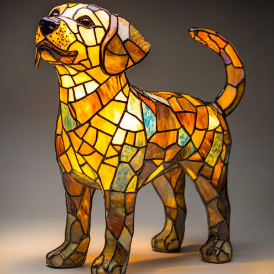 Kleurrijke Hondenlamp Van Hars | Decoratieve Dierenlamp