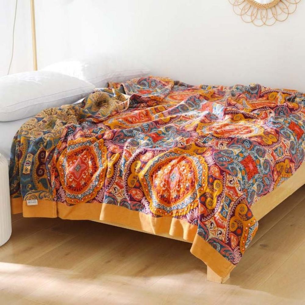 Sunrise Boho Omkeerbare Katoenen Deken | Verkoelende Zomerdeken