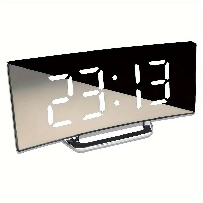 Moderne digitalt vækkeur | Buet LED-spejldisplay