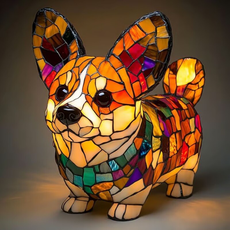 Kleurrijke Hondenlamp Van Hars | Decoratieve Dierenlamp