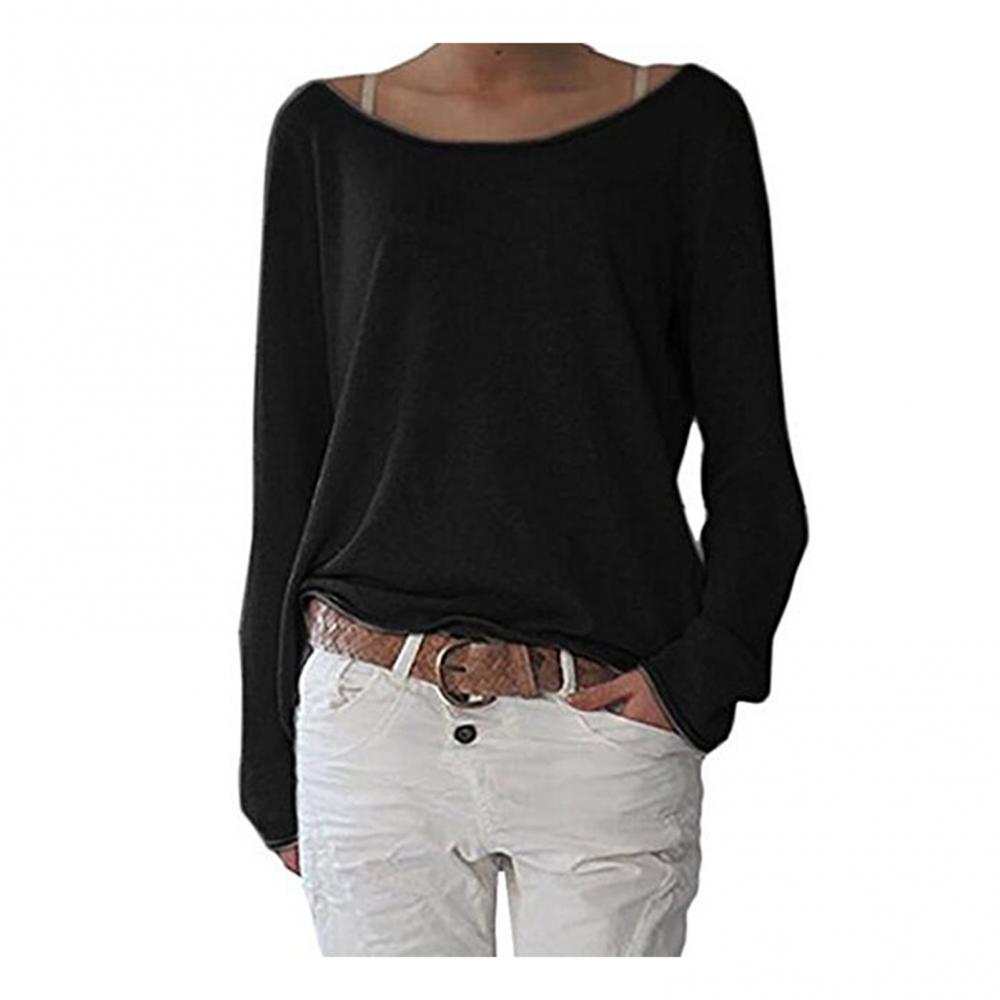 Dames Losvallende Boothals Top – Comfortabele Top met Lange Mouwen