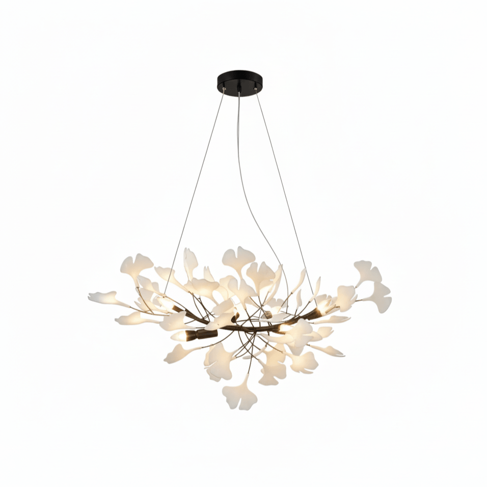Horizon Bloom Gingko Chandelier | Handcrafted Porcelain Ginkgo Leaves
