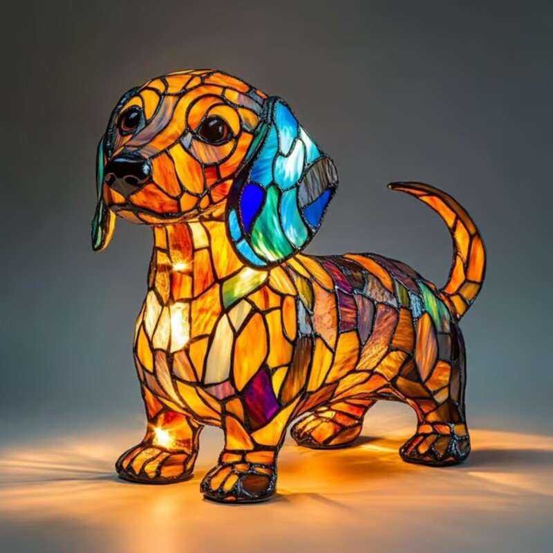 Kleurrijke Hondenlamp Van Hars | Decoratieve Dierenlamp