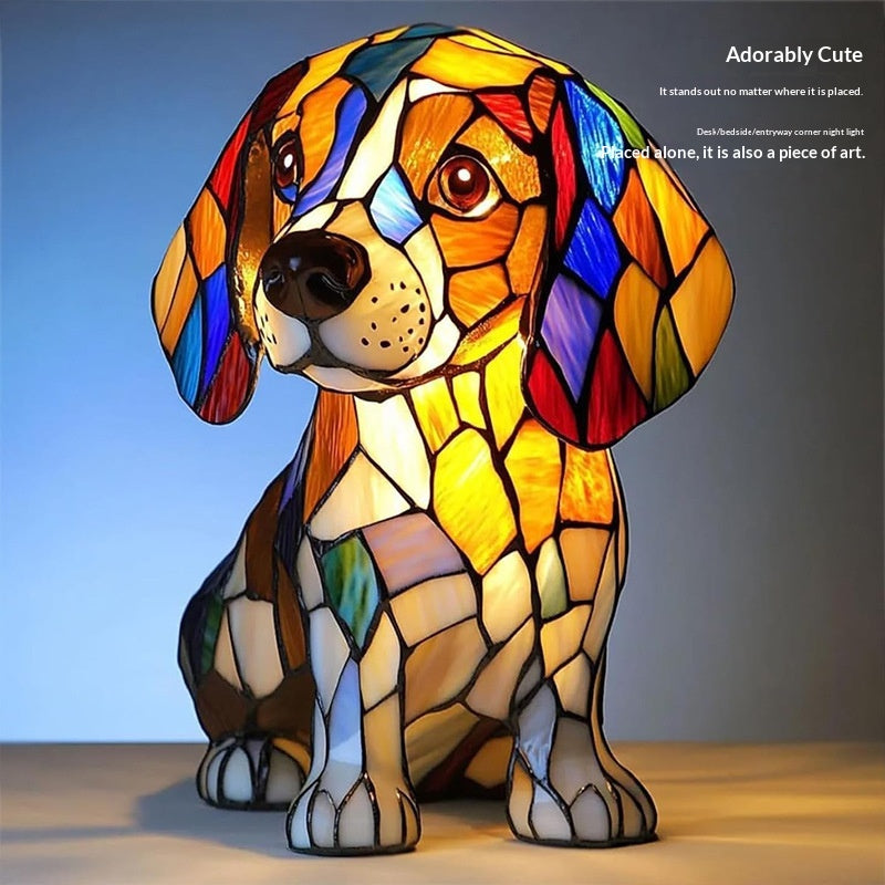 Kleurrijke Hondenlamp Van Hars | Decoratieve Dierenlamp