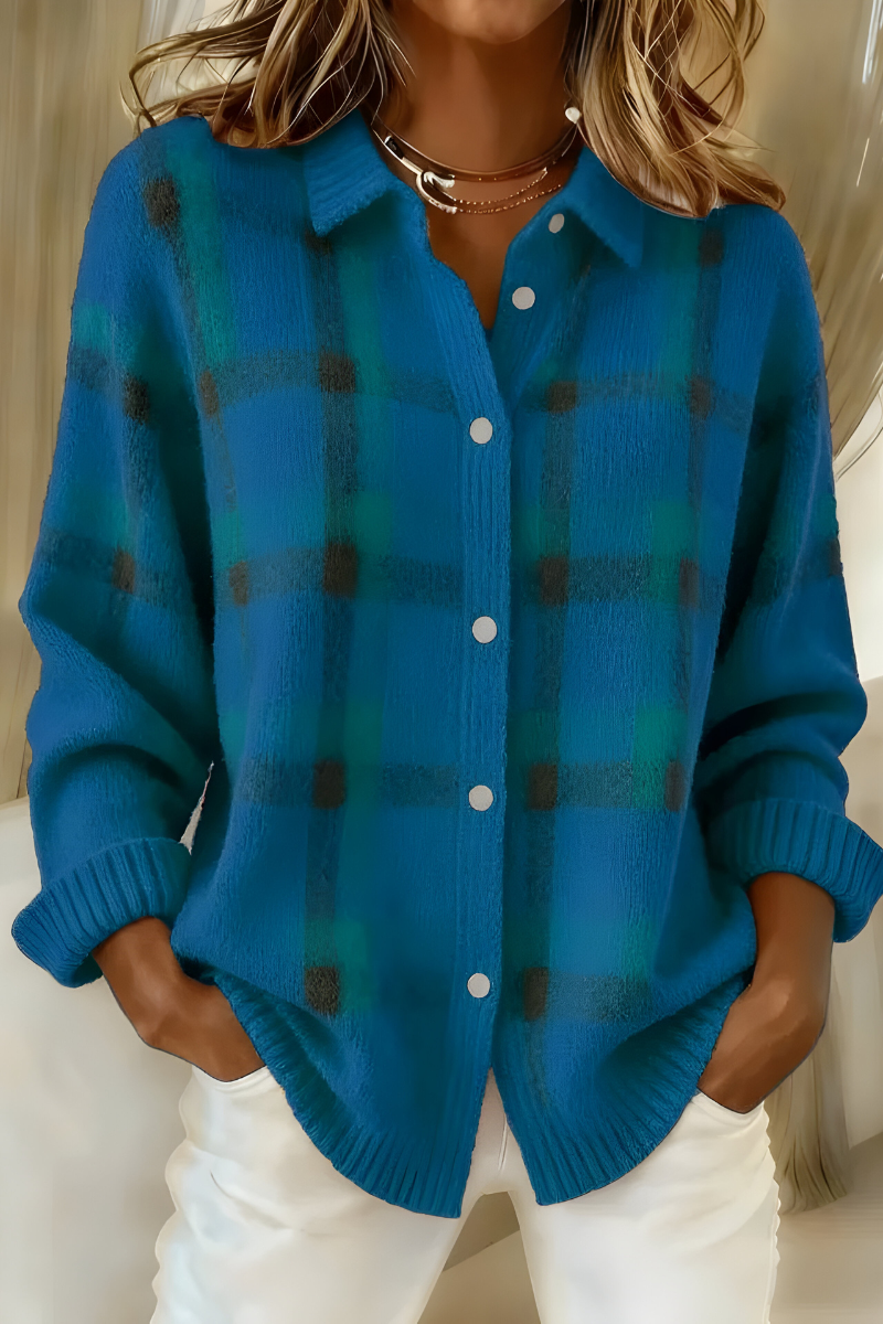 Dames Cardigan met Ruitpatroon – Comfortabele Elegante Vest voor Elke Dag