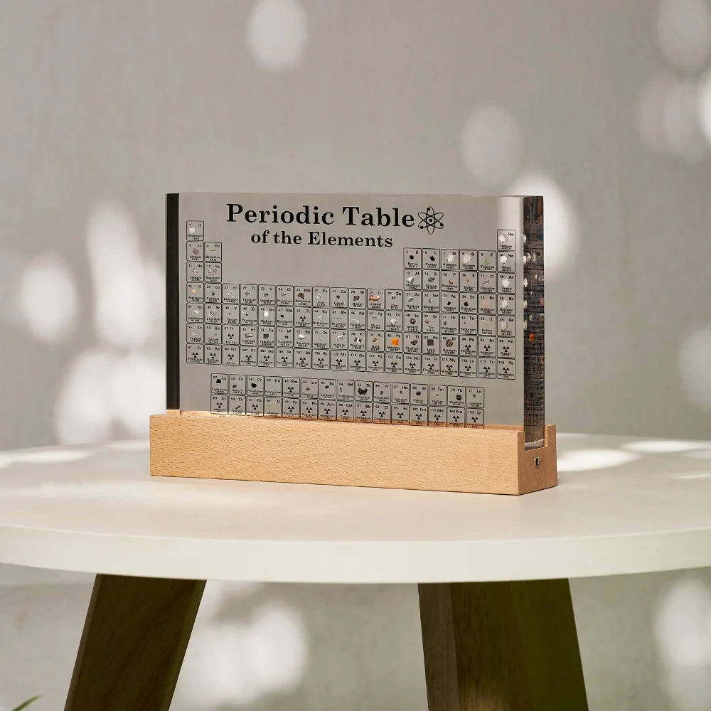 Periodisk system med ægte grundstoffer | 83 grundstofprøver med LED