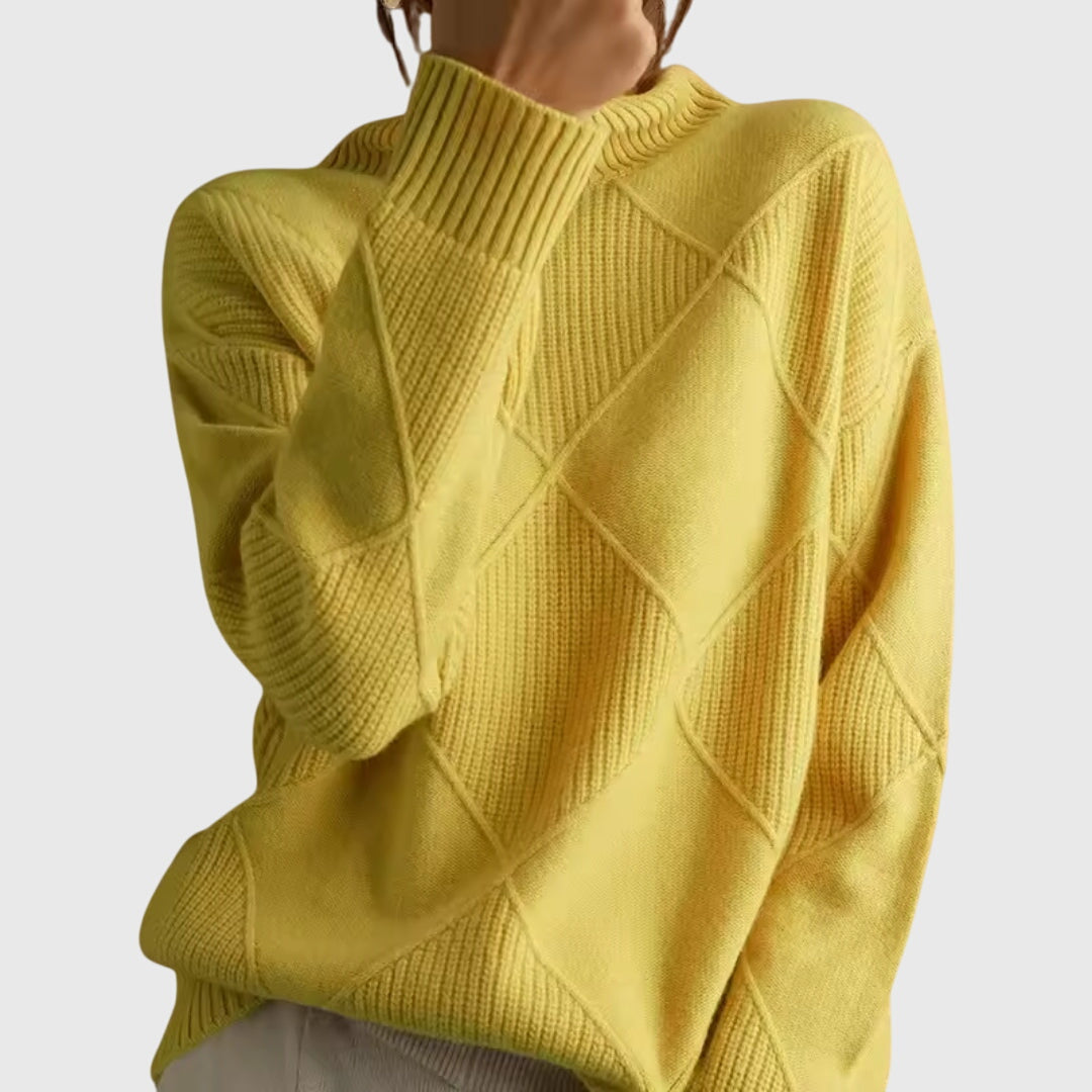 Damestrui Met Col | Oversized Wintertrui Met Diagonale Naden