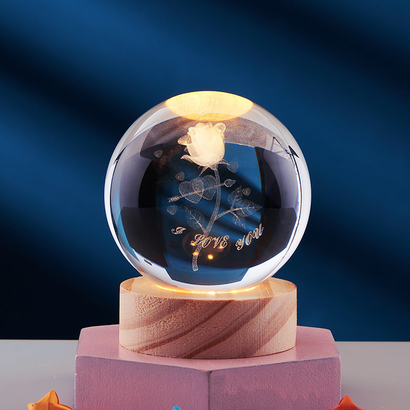Spatio – Lampe de Nuit Cristal Orb 3D