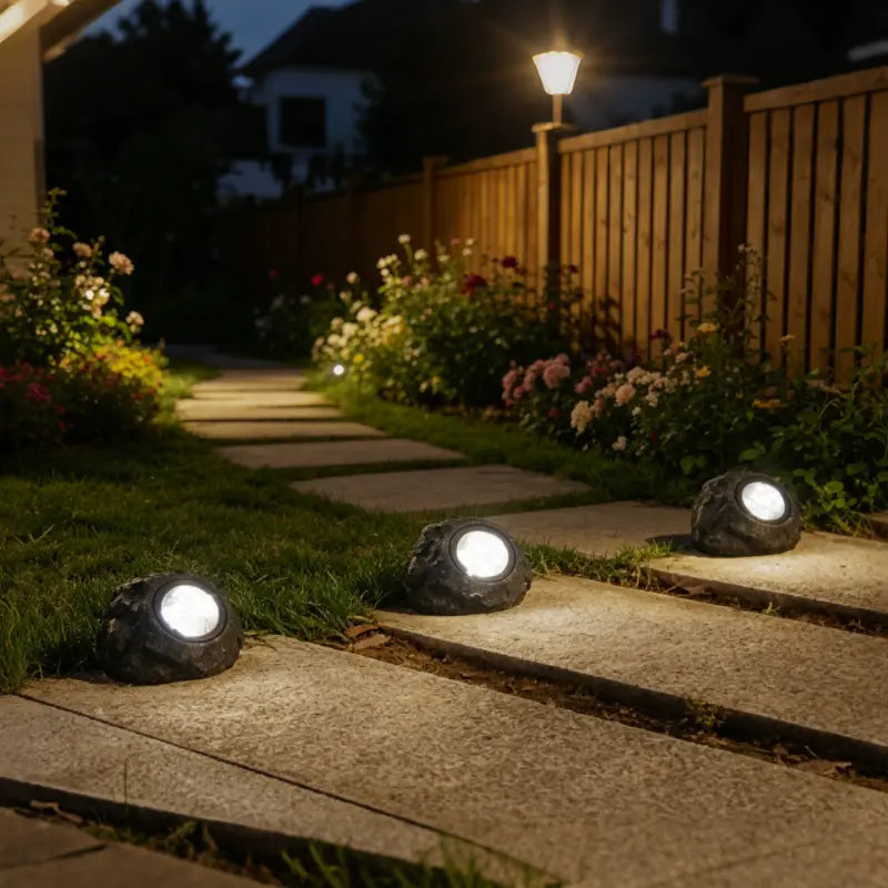 Solar Tuinlamp in Steenlook – Waterdichte LED Buitenlamp voor Tuin & Pad