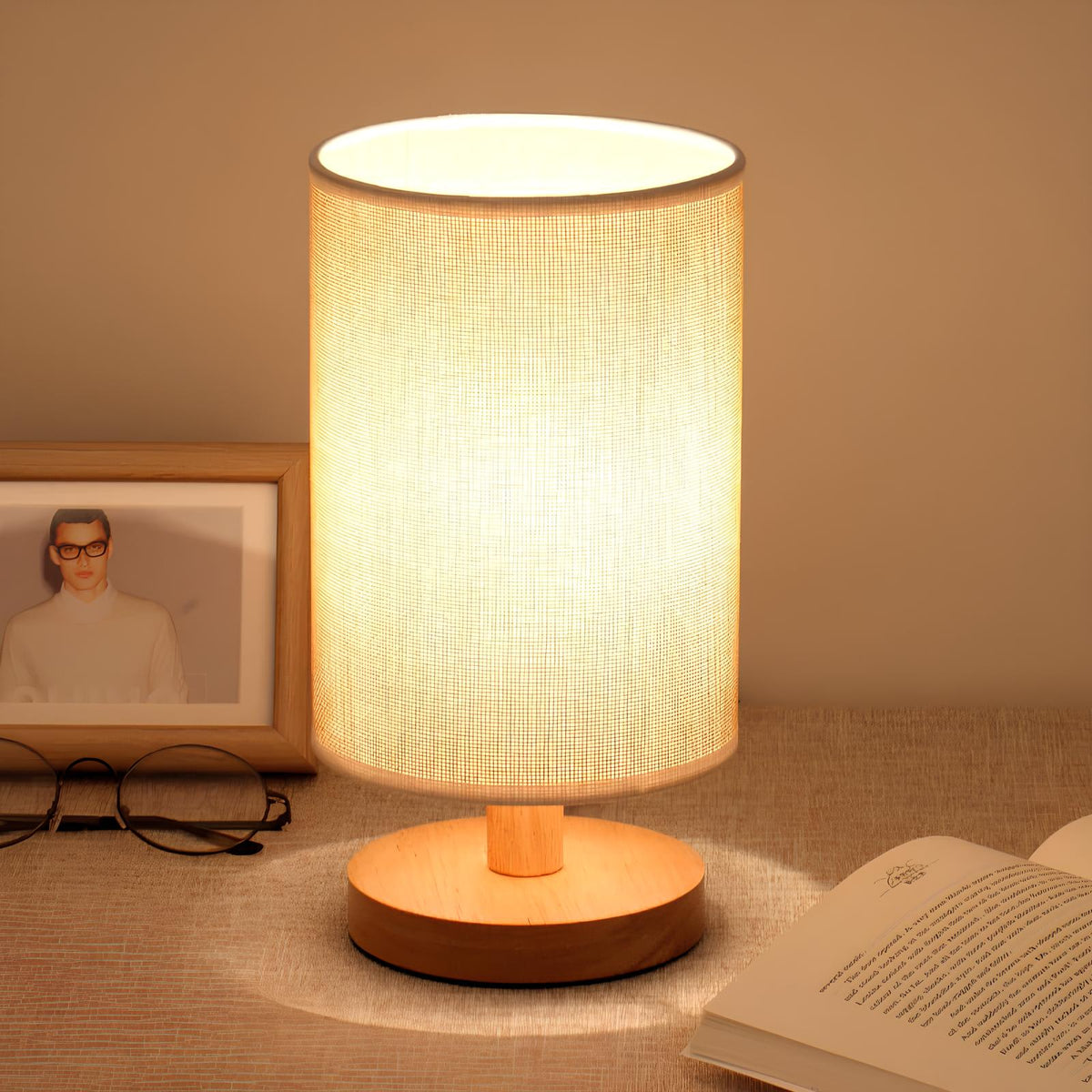 Organische Lamp van Hout & Linnen met Afstandsbediening