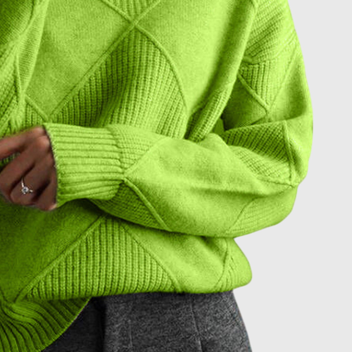 Damestrui Met Col | Oversized Wintertrui Met Diagonale Naden